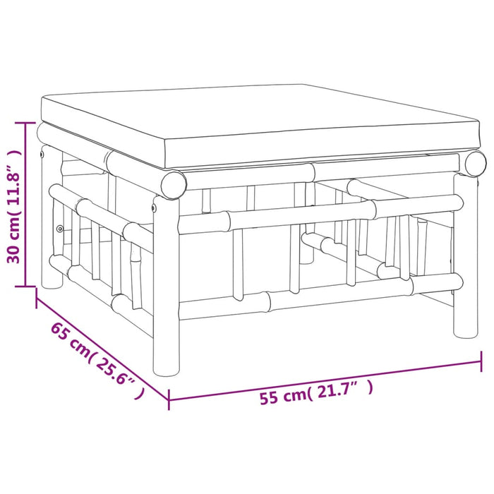 Set mobilier de grădină, cu perne alb crem, 4 piese, bambus - WALTI WALTI