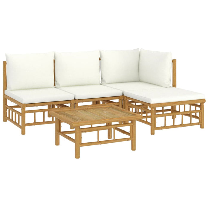 Set mobilier de grădină cu perne alb crem, 2 piese, bambus - WALTI WALTI