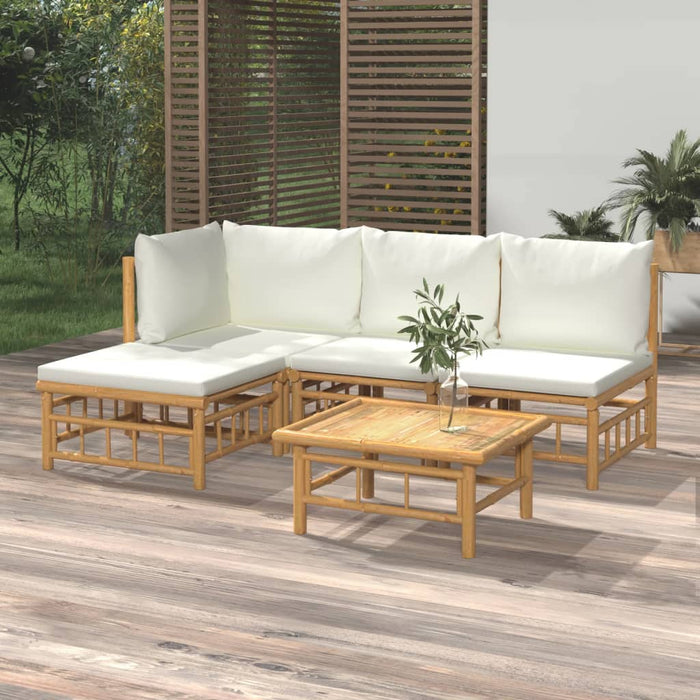 Set mobilier de grădină cu perne alb crem, 2 piese, bambus - WALTI WALTI