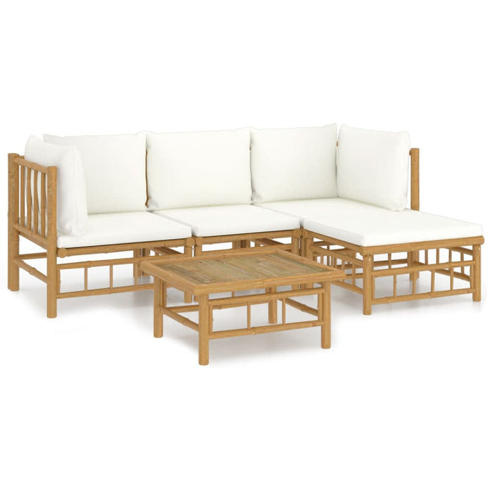 Set mobilier de grădină cu perne alb crem, 2 piese, bambus - WALTI WALTI