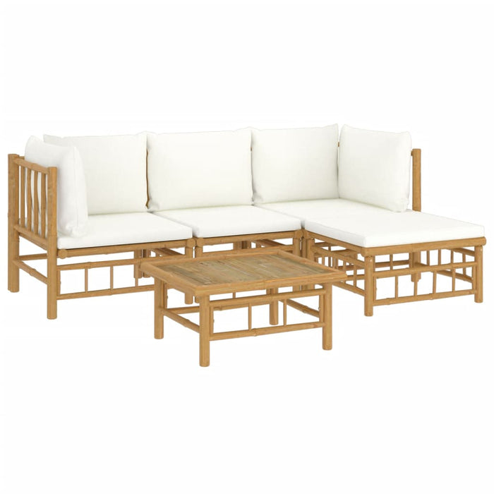 Set mobilier de grădină cu perne alb crem, 2 piese, bambus - WALTI WALTI