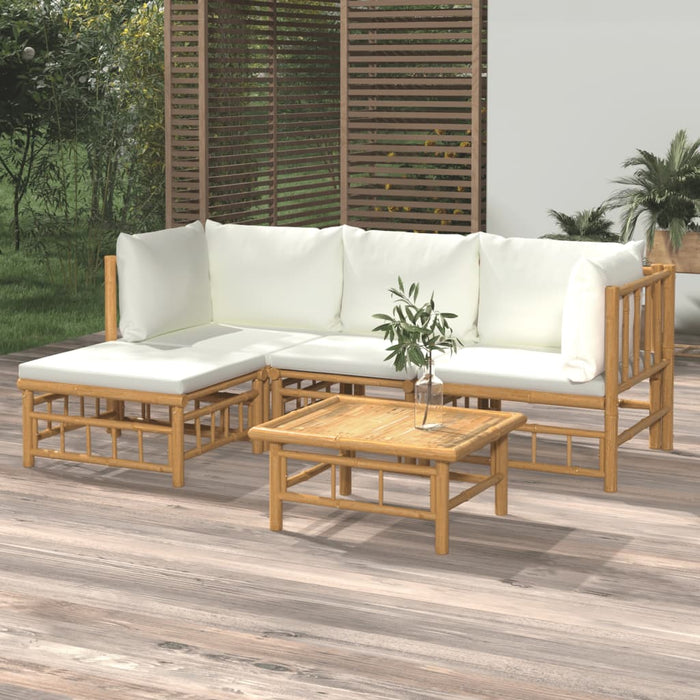 Set mobilier de grădină cu perne alb crem, 2 piese, bambus - WALTI WALTI
