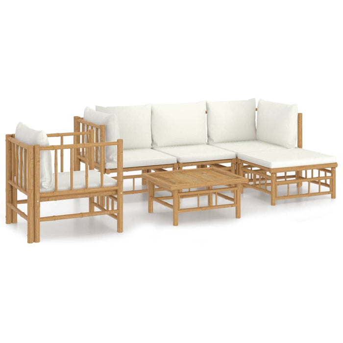 Set mobilier de grădină cu perne alb crem, 6 piese, bambus - WALTI WALTI