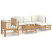 Set mobilier de grădină cu perne alb crem, 6 piese, bambus - WALTI WALTI