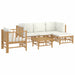 Set mobilier de grădină cu perne alb crem, 6 piese, bambus - WALTI WALTI