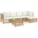Set mobilier de grădină cu perne alb crem, 6 piese, bambus - WALTI WALTI