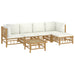 Set mobilier de grădină cu perne alb crem, 6 piese, bambus - WALTI WALTI