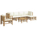 Set mobilier de grădină cu perne alb crem, 7 piese, bambus - WALTI WALTI