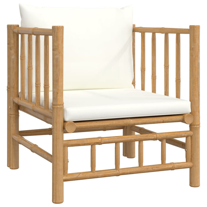 Set mobilier de grădină cu perne alb crem, 7 piese, bambus - WALTI WALTI