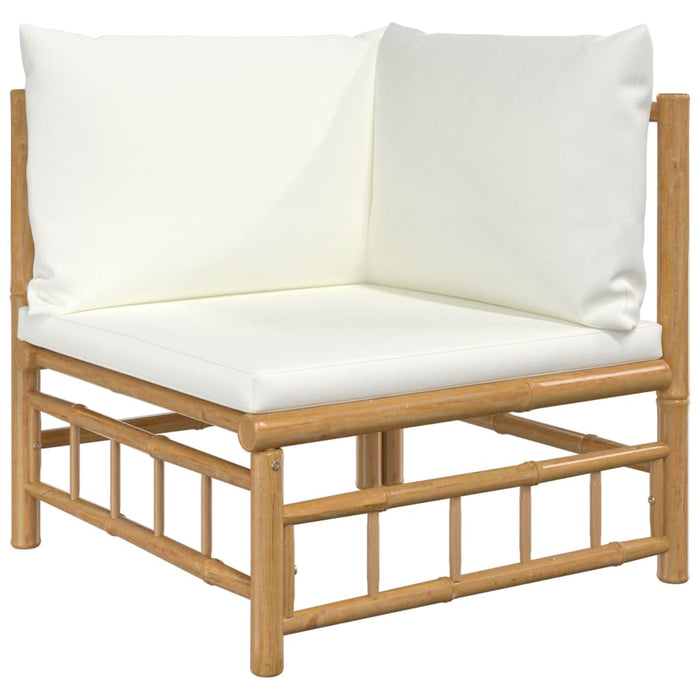 Set mobilier de grădină, cu perne alb crem, 3 piese, bambus - WALTI WALTI