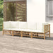 Set mobilier de grădină, cu perne alb crem, 4 piese, bambus - WALTI WALTI