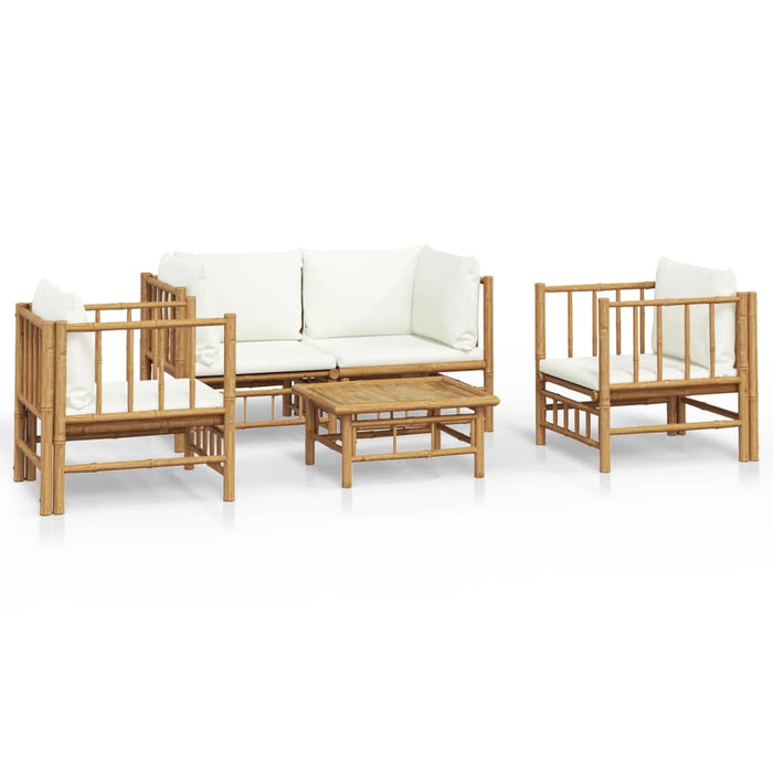 Set mobilier de grădină cu perne alb crem, 2 piese, bambus - WALTI WALTI
