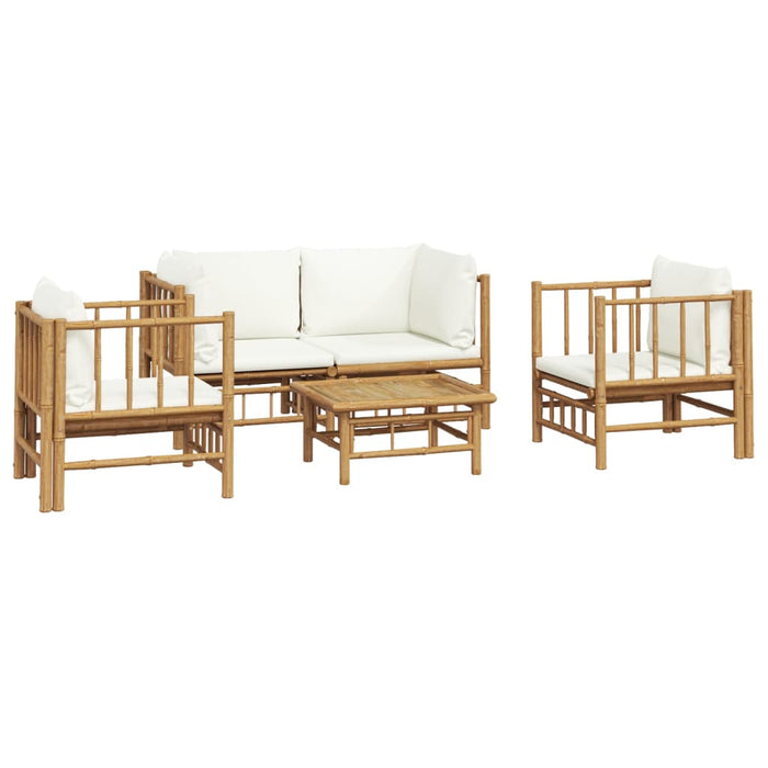 Set mobilier de grădină cu perne alb crem, 2 piese, bambus - WALTI WALTI