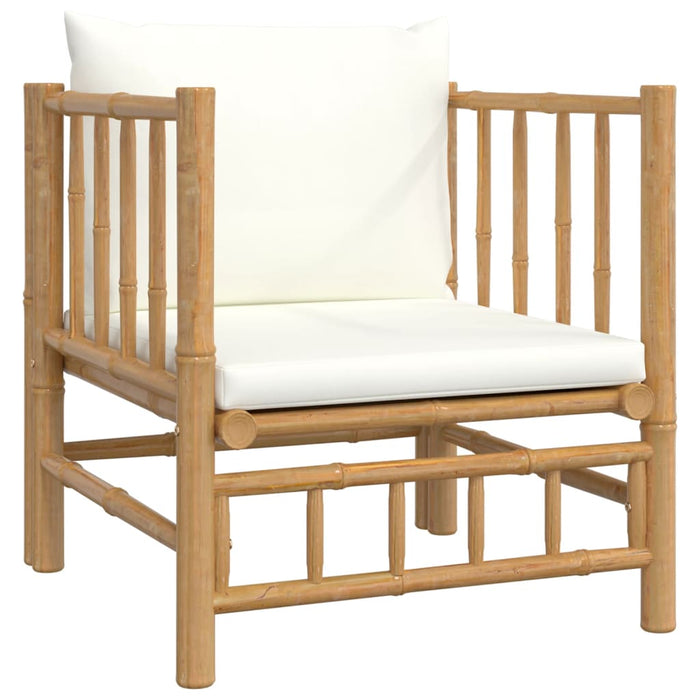 Set mobilier de grădină cu perne alb crem, 2 piese, bambus - WALTI WALTI