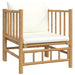 Set mobilier de grădină cu perne alb crem, 2 piese, bambus - WALTI WALTI