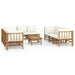 Set mobilier de grădină, cu perne alb crem, 9 piese, bambus - WALTI WALTI