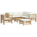 Set mobilier de grădină, cu perne alb crem, 8 piese, bambus - WALTI WALTI