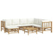 Set mobilier de grădină, cu perne alb crem, 8 piese, bambus - WALTI WALTI