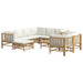 Set mobilier de grădină, cu perne alb crem, 10 piese, bambus - WALTI WALTI