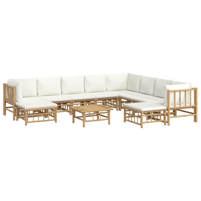 Set mobilier de grădină, cu perne alb crem, 11 piese, bambus - WALTI WALTI