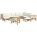 Set mobilier de grădină cu perne alb crem, 12 piese, bambus - WALTI WALTI