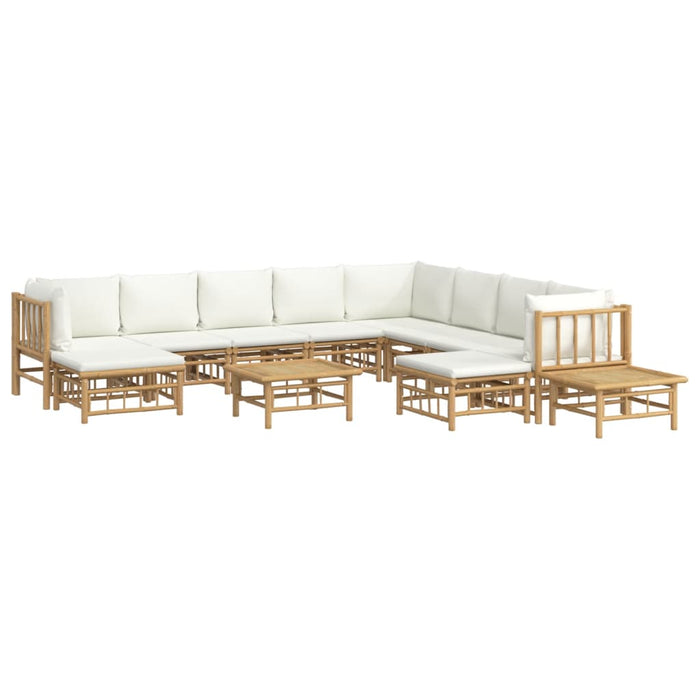 Set mobilier de grădină cu perne alb crem, 12 piese, bambus - WALTI WALTI