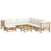 Set mobilier de grădină, cu perne alb crem, 9 piese, bambus - WALTI WALTI