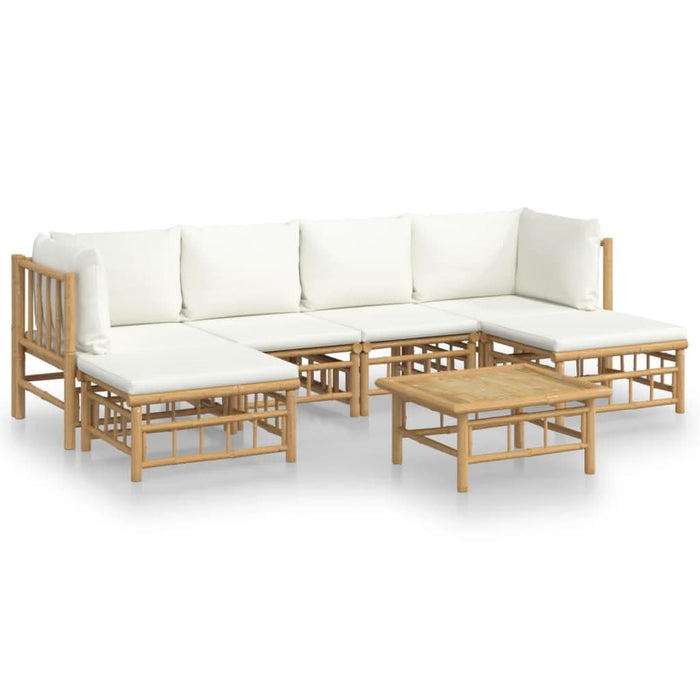 Set mobilier de grădină cu perne alb crem, 7 piese, bambus - WALTI WALTI