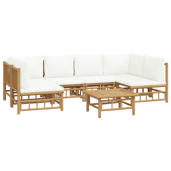 Set mobilier de grădină cu perne alb crem, 7 piese, bambus - WALTI WALTI
