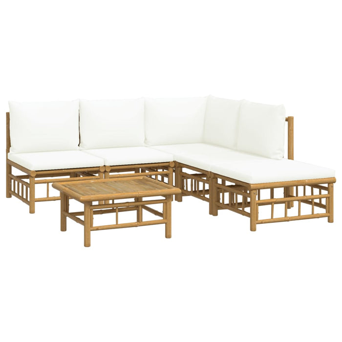 Set mobilier de grădină cu perne alb crem, 6 piese, bambus - WALTI WALTI