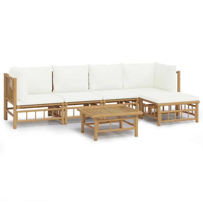 Set mobilier de grădină cu perne alb crem, 6 piese, bambus - WALTI WALTI