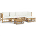Set mobilier de grădină cu perne alb crem, 6 piese, bambus - WALTI WALTI