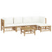 Set mobilier de grădină cu perne alb crem, 6 piese, bambus - WALTI WALTI