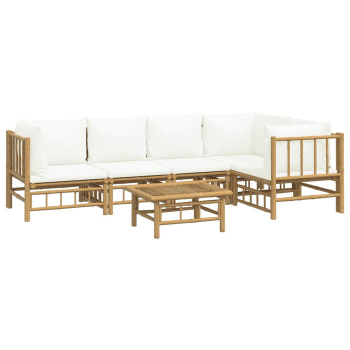 Set mobilier de grădină cu perne alb crem, 6 piese, bambus - WALTI WALTI