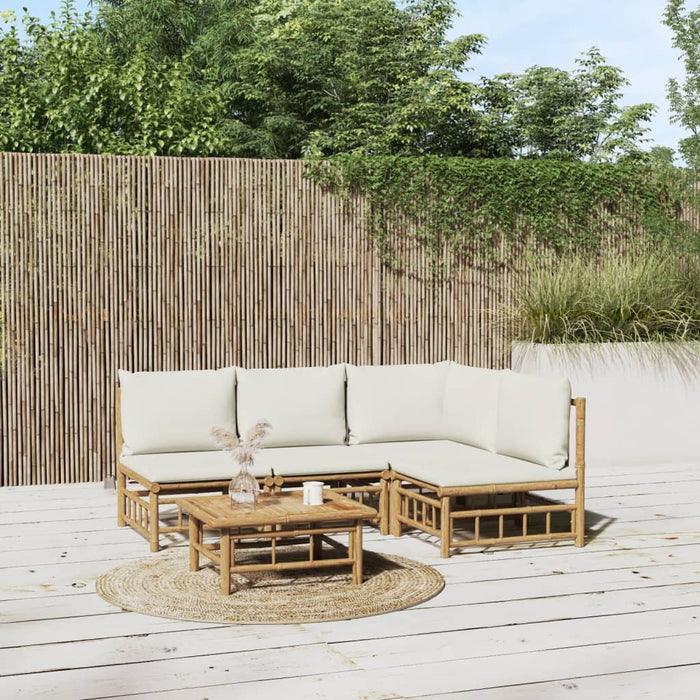 Set mobilier de grădină cu perne alb crem, 2 piese, bambus - WALTI WALTI