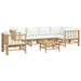 Set mobilier de grădină cu perne alb crem, 7 piese, bambus - WALTI WALTI