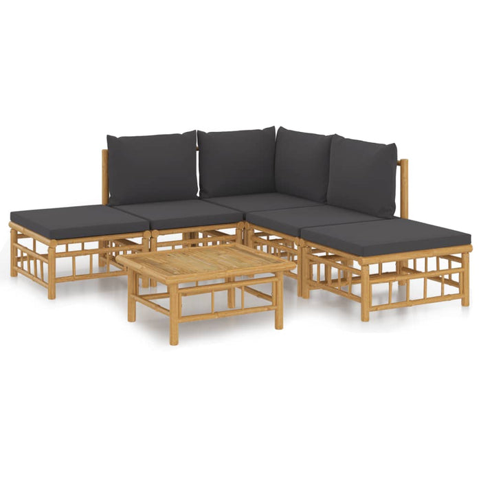 Set mobilier de grădină cu perne gri închis, 6 piese, bambus - WALTI WALTI