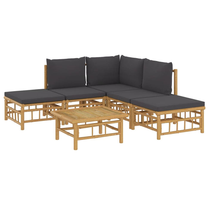 Set mobilier de grădină cu perne gri închis, 6 piese, bambus - WALTI WALTI