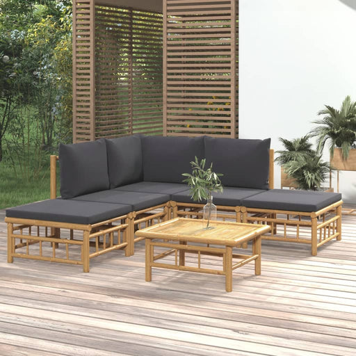 Set mobilier de grădină cu perne gri închis, 6 piese, bambus - WALTI WALTI