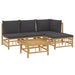 Set mobilier de grădină cu perne gri închis, 5 piese, bambus - WALTI WALTI