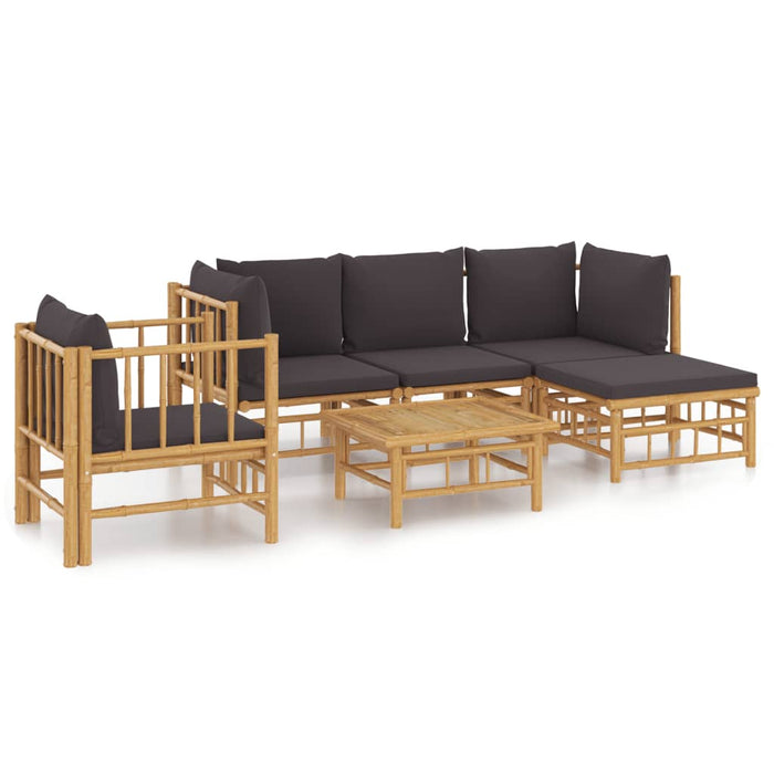 Set mobilier de grădină cu perne gri închis, 6 piese, bambus - WALTI WALTI