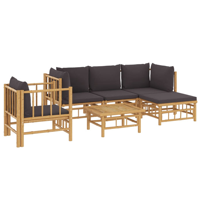 Set mobilier de grădină cu perne gri închis, 6 piese, bambus - WALTI WALTI