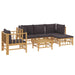Set mobilier de grădină cu perne gri închis, 6 piese, bambus - WALTI WALTI