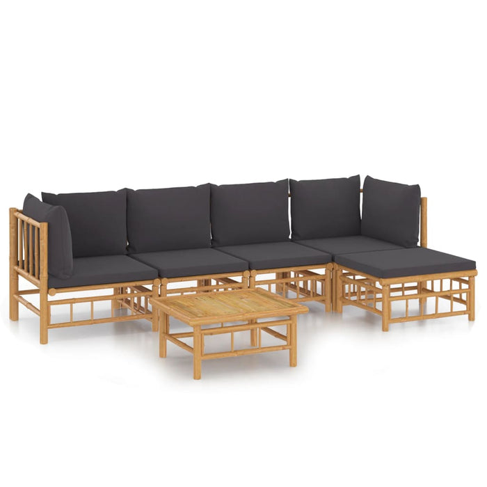 Set mobilier de grădină cu perne gri închis, 6 piese, bambus - WALTI WALTI