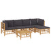 Set mobilier de grădină cu perne gri închis, 6 piese, bambus - WALTI WALTI