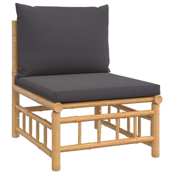 Set mobilier de grădină cu perne gri închis, 6 piese, bambus - WALTI WALTI