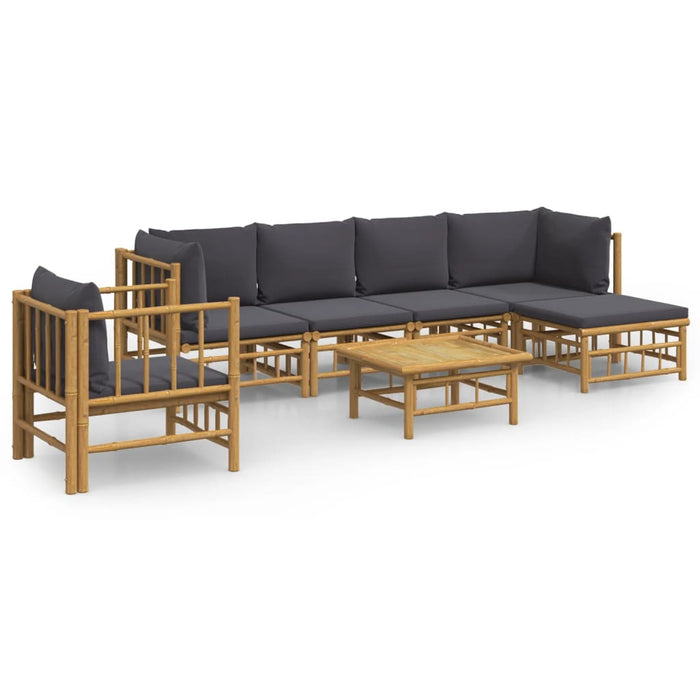 Set mobilier de grădină cu perne gri închis, 7 piese, bambus - WALTI WALTI