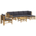 Set mobilier de grădină cu perne gri închis, 7 piese, bambus - WALTI WALTI