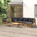 Set mobilier de grădină cu perne gri închis, 7 piese, bambus - WALTI WALTI