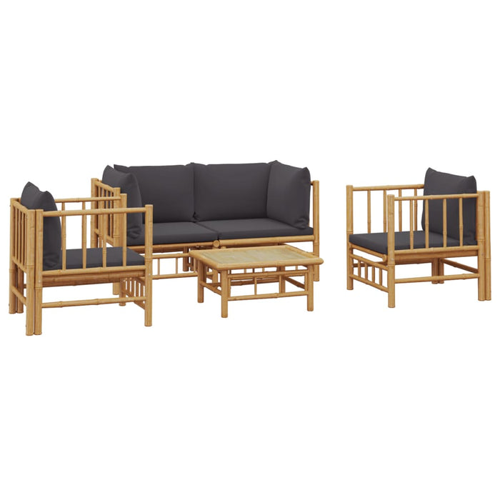 Set mobilier de grădină cu perne gri închis, 5 piese, bambus - WALTI WALTI